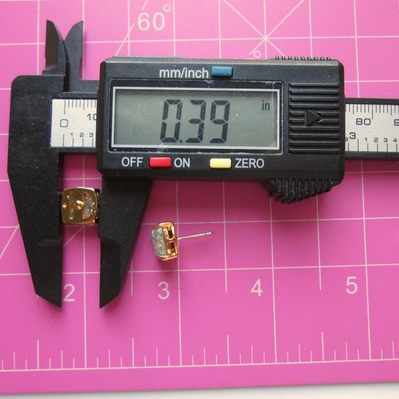 ♠ Kate Spade Opal Glitter Stud Earrings Gold Tone Square Cushion Resin Sparkly - Picture 12 of 12